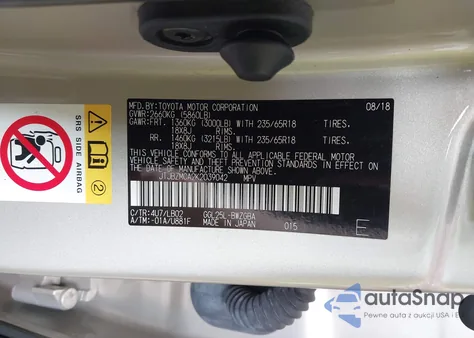 2019 Lexus Rx 350 z USA, uszkodzony, nr VIN JTJBZMCA2K2039042